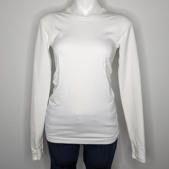 Athleta white Flurry Blizzard Rib long sleeve top S - Picture 1 of 9